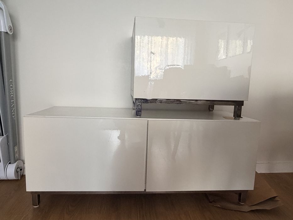 Niskie szafki białe połysk 180x42x49