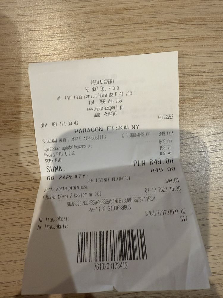 Słuchawki douszne APPLE AirPods III Biały (Etui z Lightning)