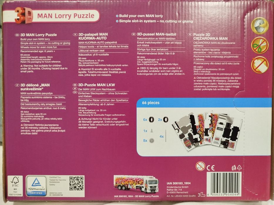PLAY TIVE Puzzle 3D ciężarówka Man RUCHOME KOŁA
