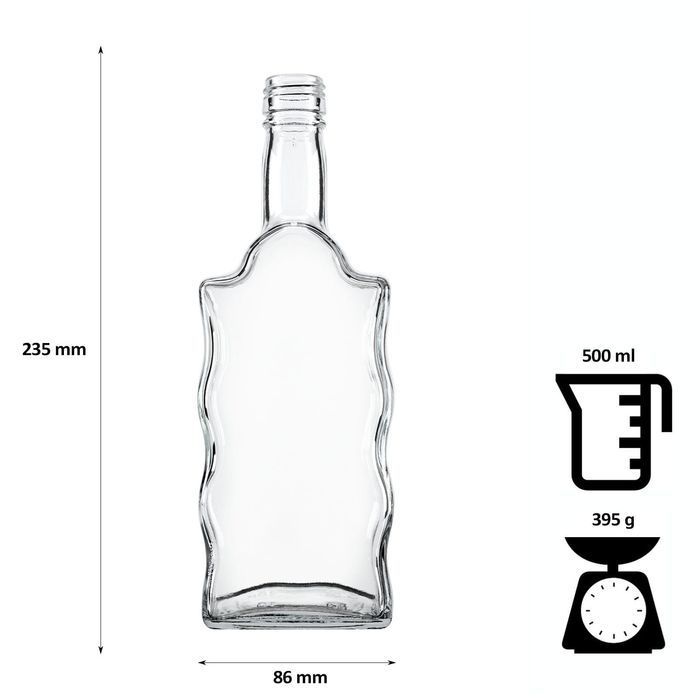 5x Butelka FALA 500 ml z nadrukiem BIMBER na wódkę z zakrętką