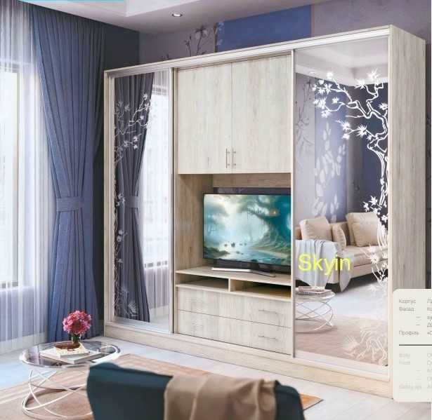 Шафи купе із секцією для телевізора по розмірам
