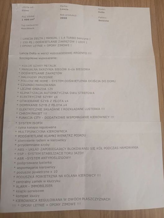 Lancia Delta W kraju pierwszy wlasciciel