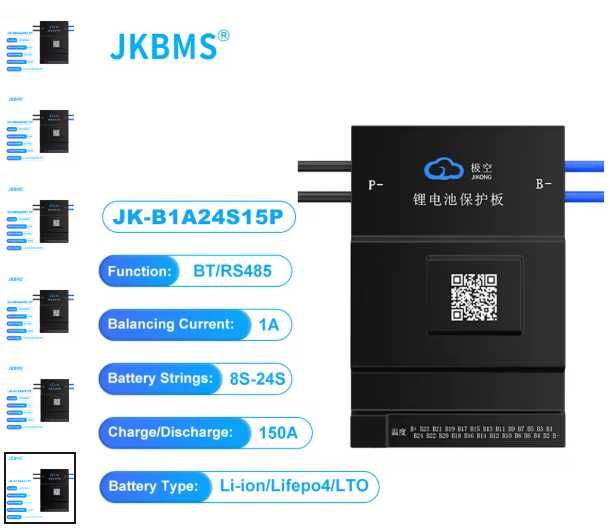 JiKong BMS 150A 8S-24S Lifepo4/Li-ion/LTO 1A B1A24S15P