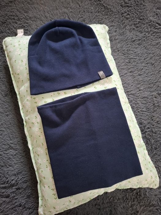 Czapka + komin podwójny prążkowany jesien wiosna przejściowy komplet