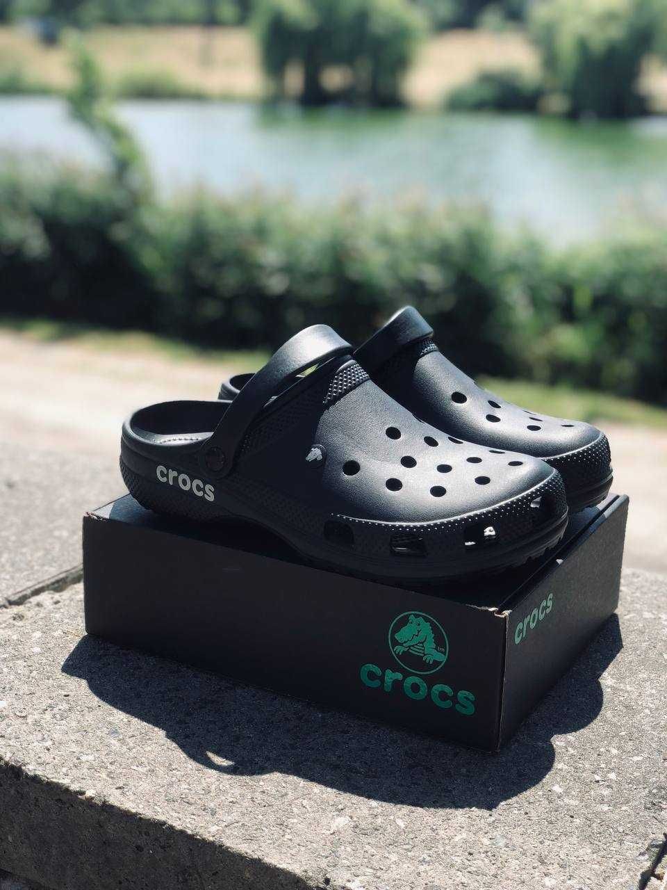 Стильные Crocs мужские Для отдыха на море! Dark Black легкі Крокси