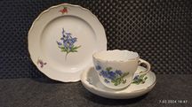 Porcelana MEISSEN TRIO Miśnia Dekor kwiatowy Królewska Manufaktura