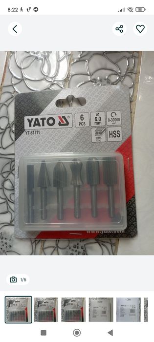 Набір із 6 фрезерних різців Yato YT-61711, новый. Олх доставкой...