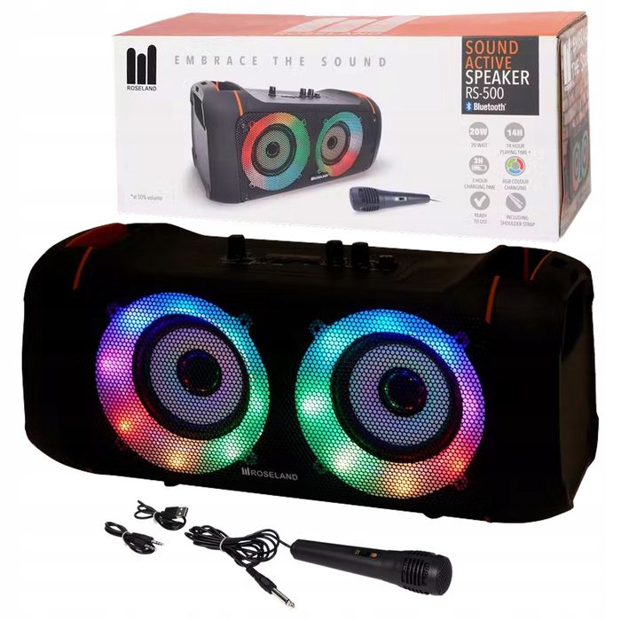 Głosnik Bezprzewodowy Roseland Rs-500 20W+Mikrofon Nowy!