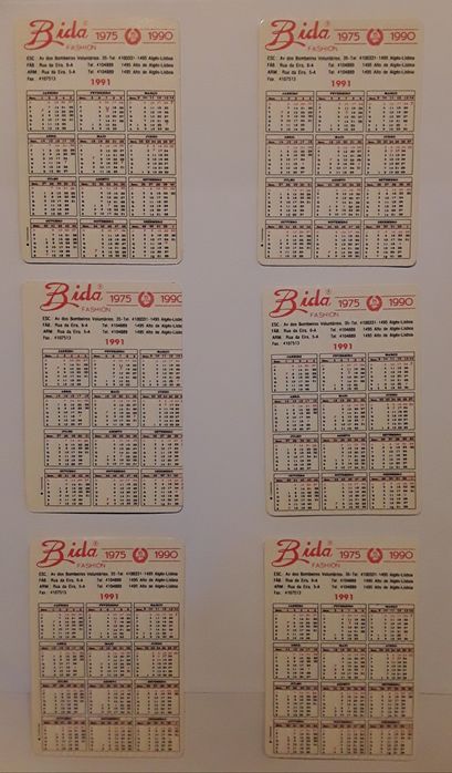 Conjunto 6 calendários de bolso - Trajes Regionais Portugueses (Bida)