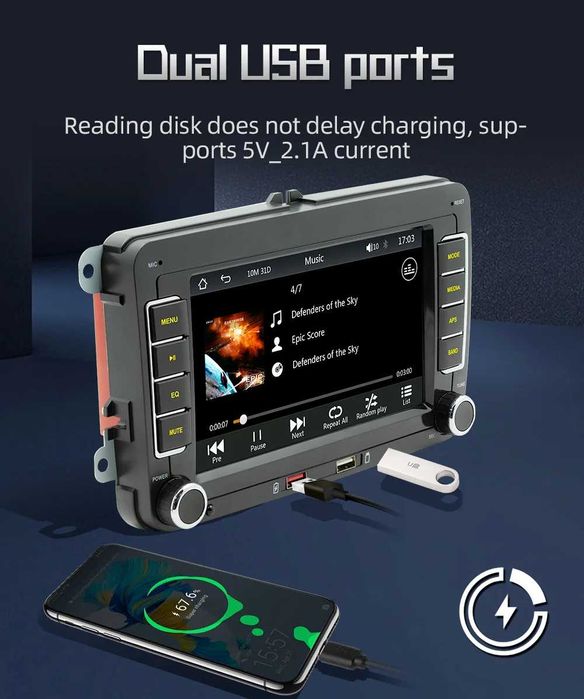 Автомагнітола 7-дюймів 2/32GB/Volkswagen,Skoda,VW,Seat автомагнитола