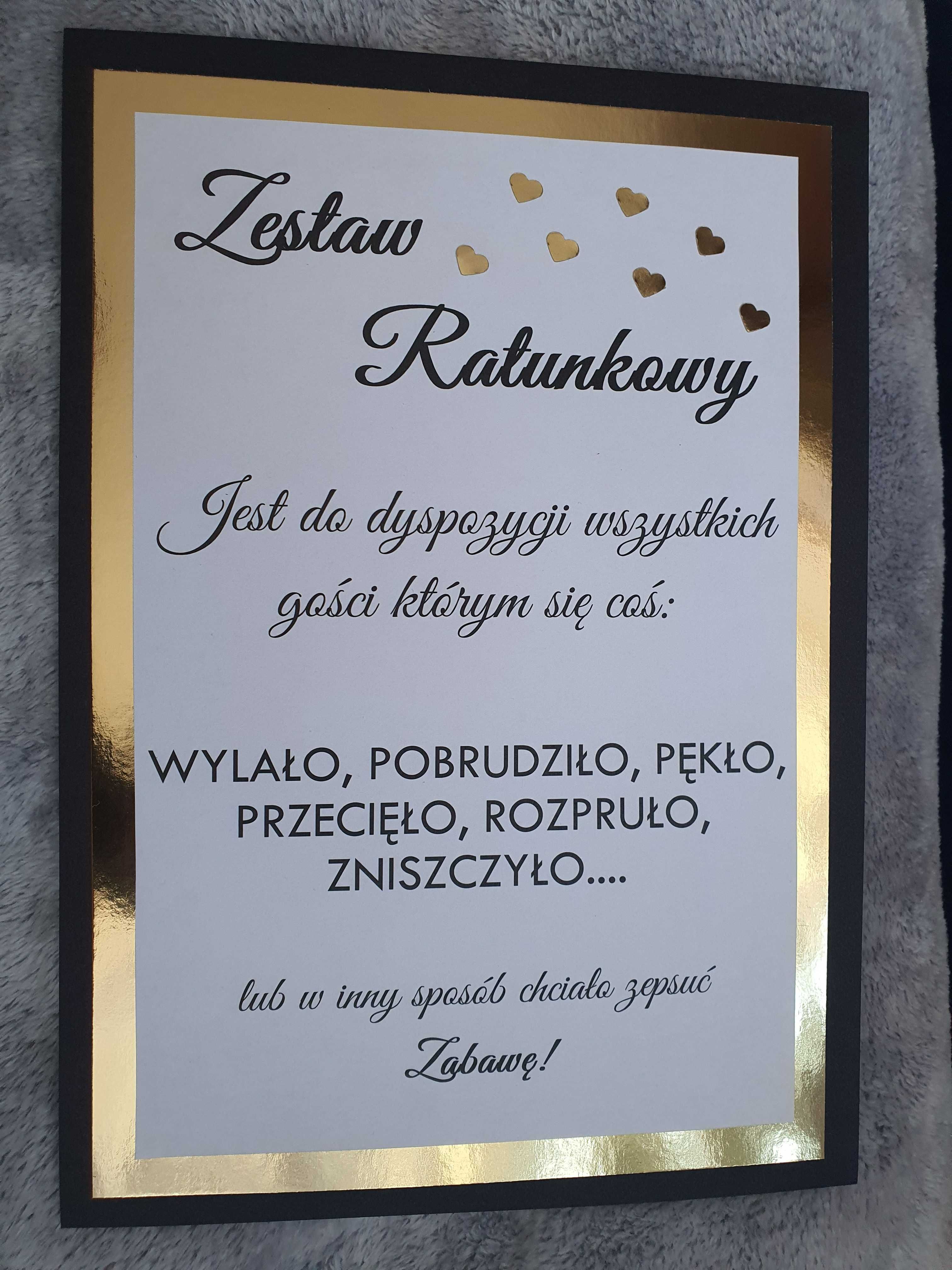 Karta A4 koszyk zestaw ratunkowy wesele kolory