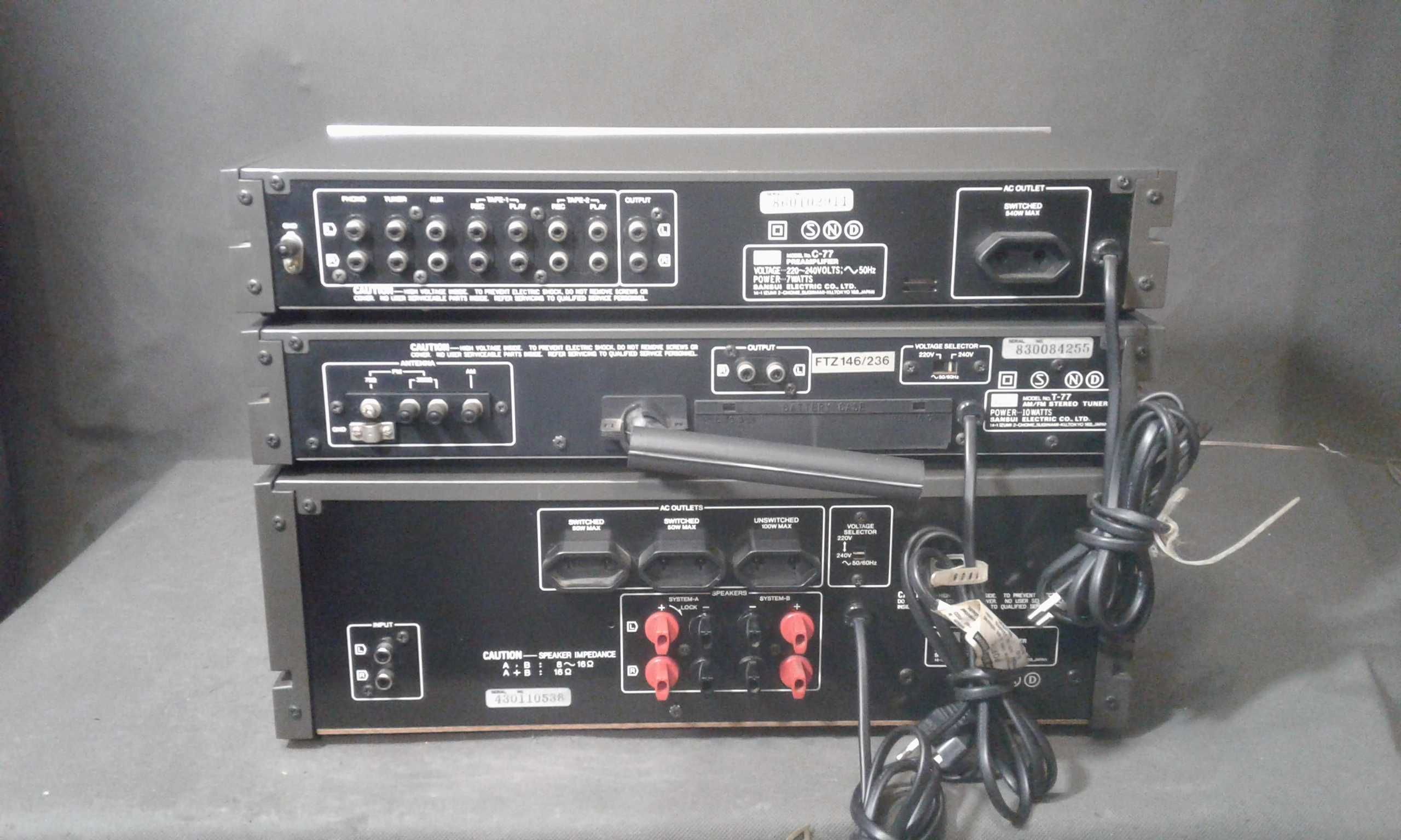SANSUI B-77,C-77,T-77,zestaw stereo