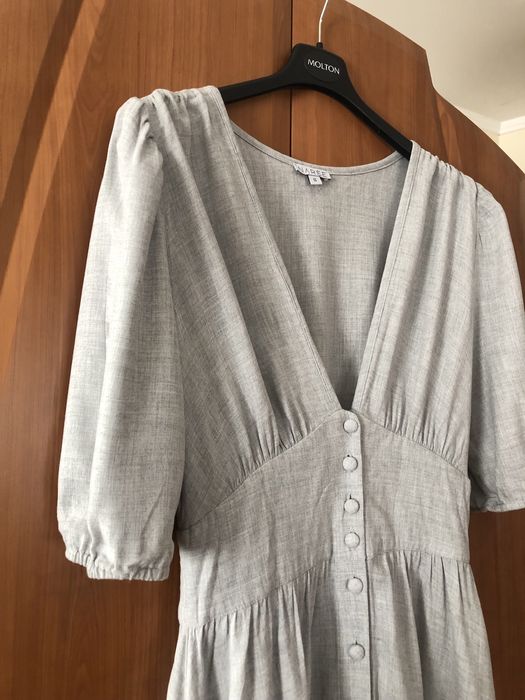 Piękna kobieca sukienka szara midi Grace Gray 100% wiskoza S Naree
