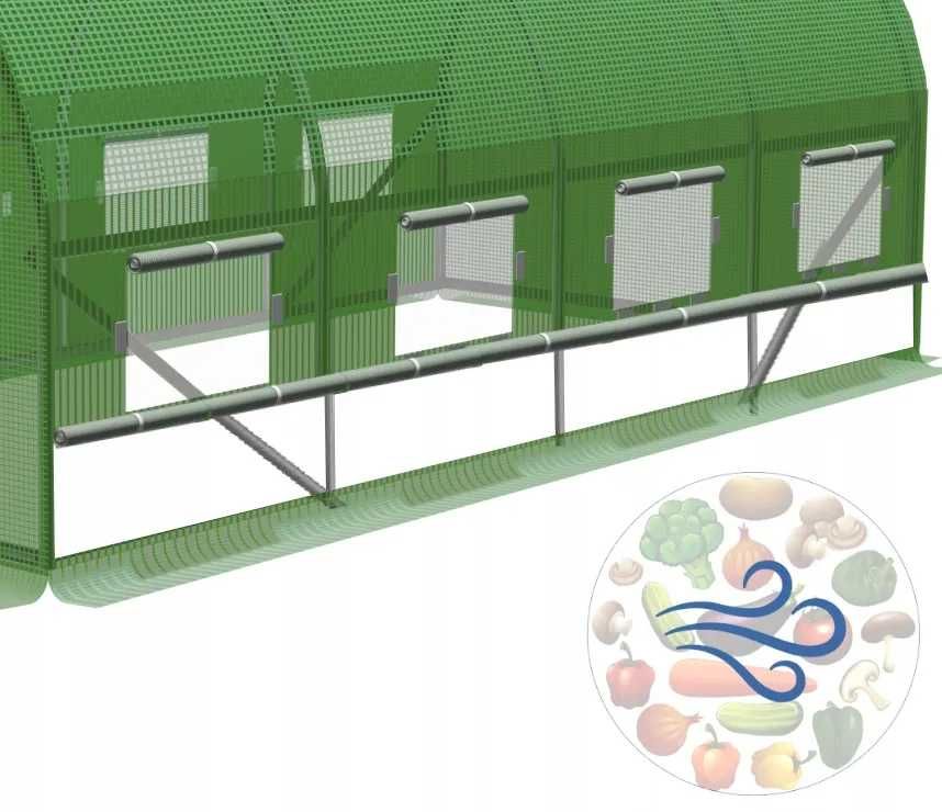 Tunel foliowy ogrodowy 2x4,5 10m2 Wzmocniony z Wentylacją Zielony