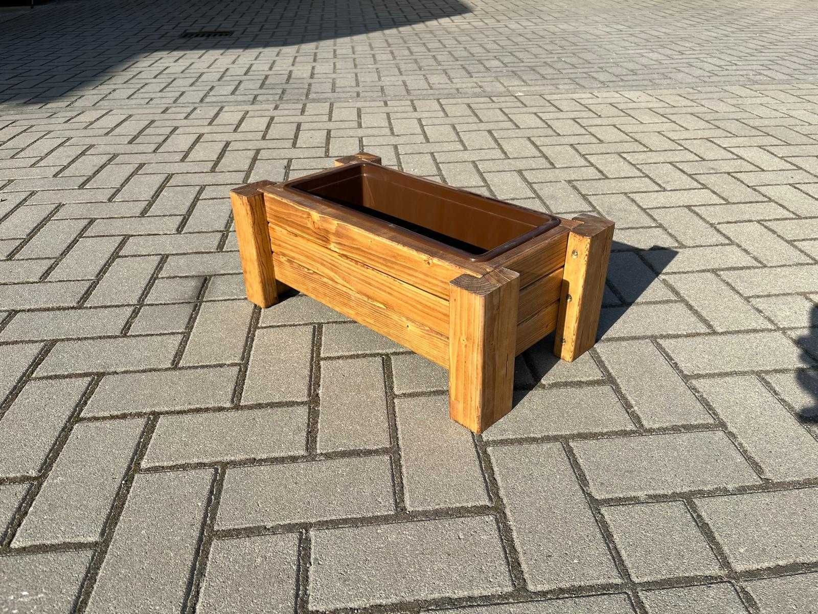 Doniczka drewniana ogrodowa osłonka + wkład 40cm