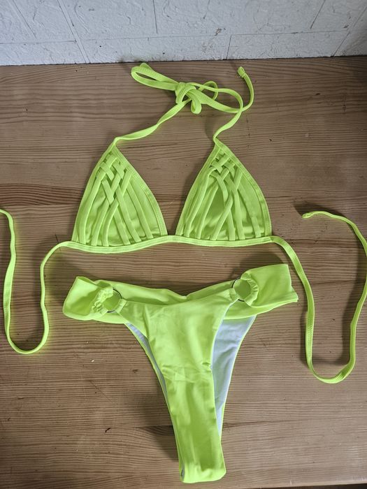 Strój kąpielowy 2częściowy neonowy żółty r36(s)
