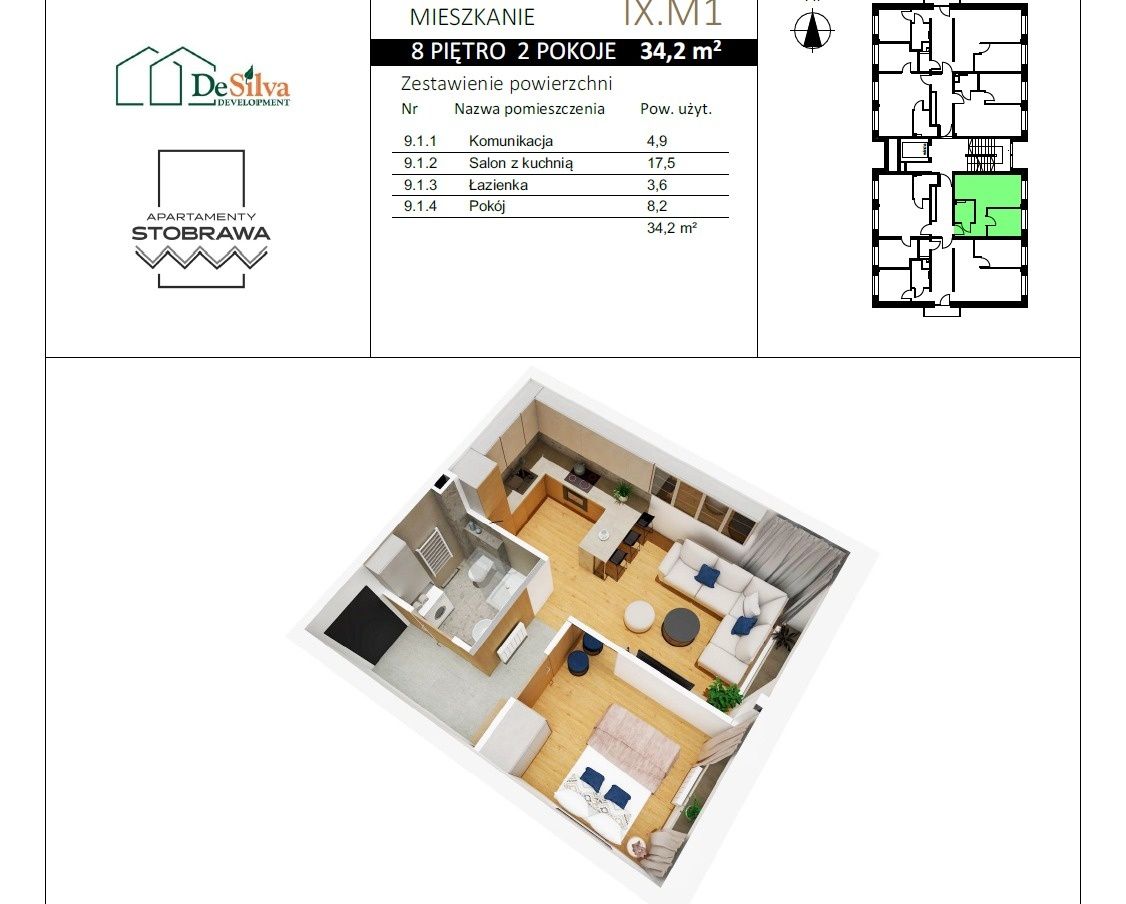 Mieszkanie na ostatnim piętrze w Apartamenty Stobrawa