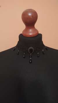 Gotycki naszyjnik choker z czarnej koronki styl wiktoriański Goth