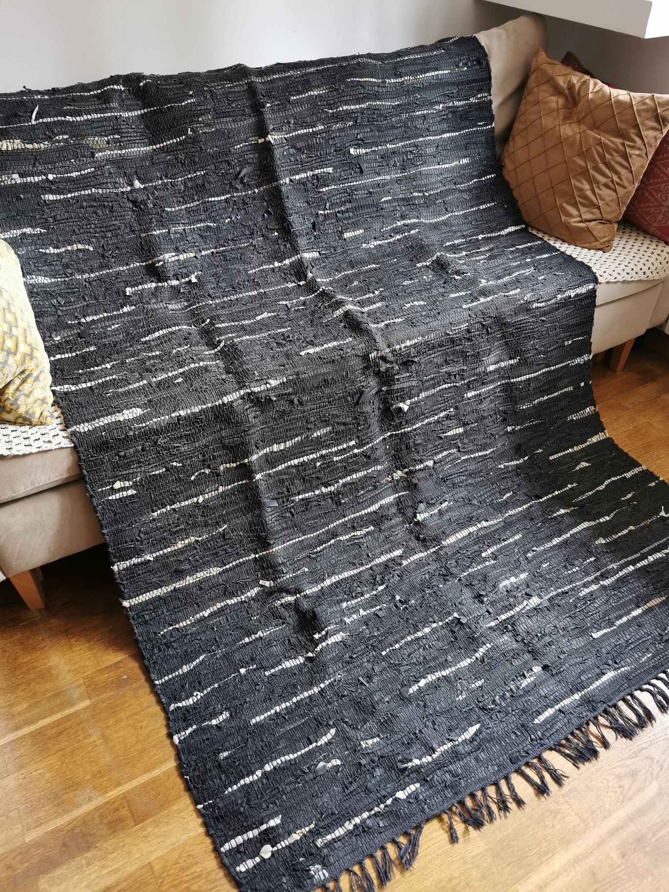 Nordal Design skórzany dywan z czarnej skóry 223 x 143 cm