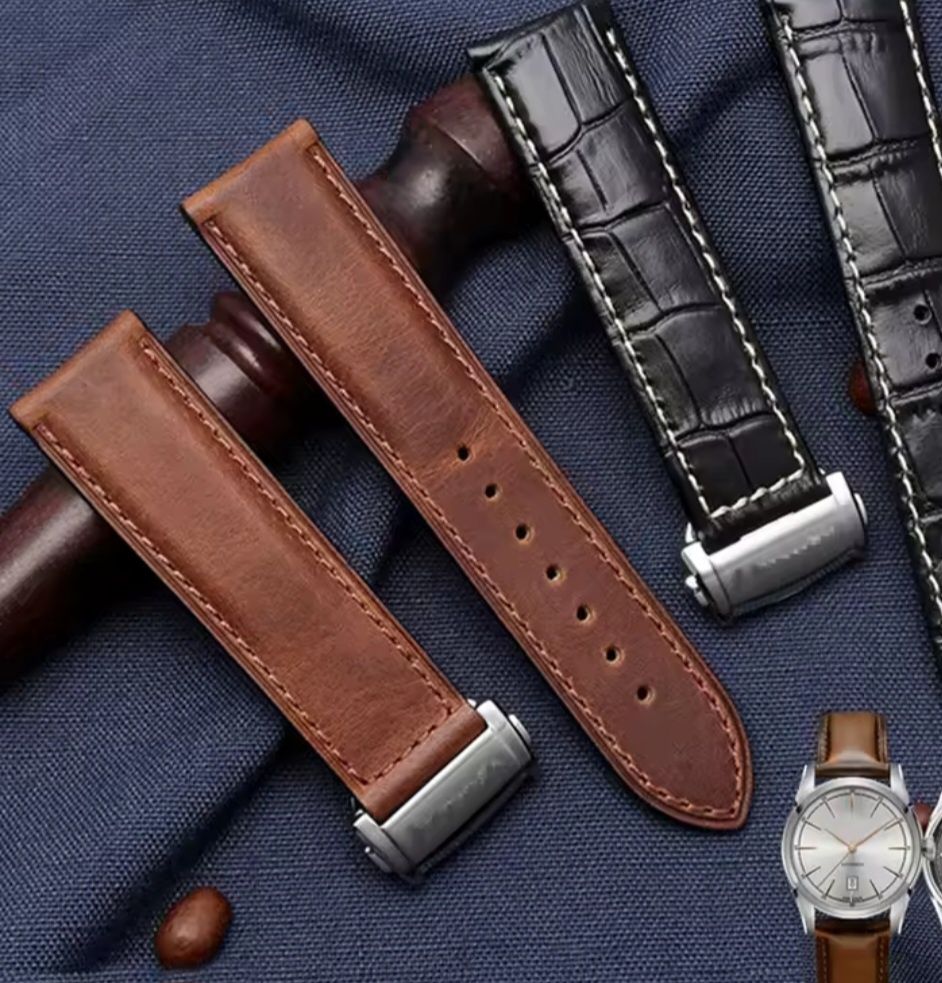 Nowy pasek skórzany brązowy do zegarka o szerokości 20 mm do zapięcia
