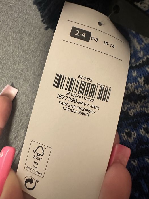 Czapka zimowa dla chłopca z pomponem niebieska Granatowa nowa tex