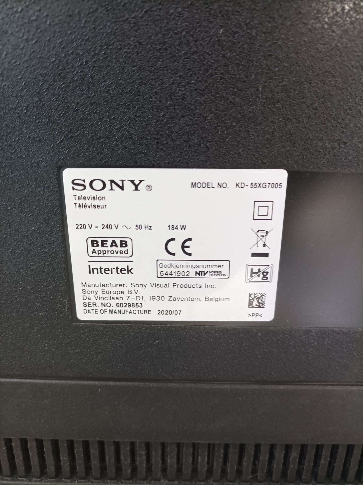 Tv Sony 55" uszkodzony