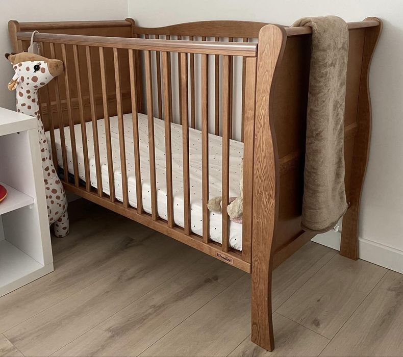 Łóżeczko woodies noble cot vintage 120x60 + materac + dodatki