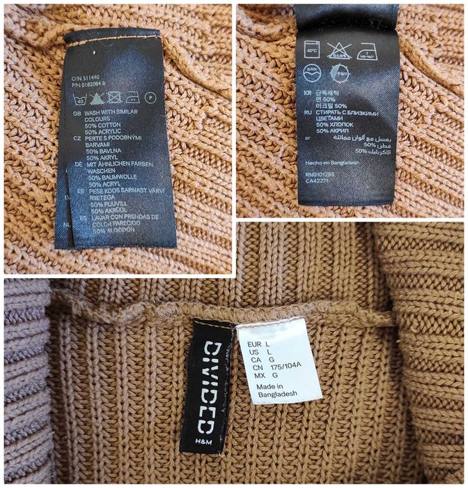 Жіночий светр бавовна акрил кофта комір хомут H&M р.50-52 оверсайз