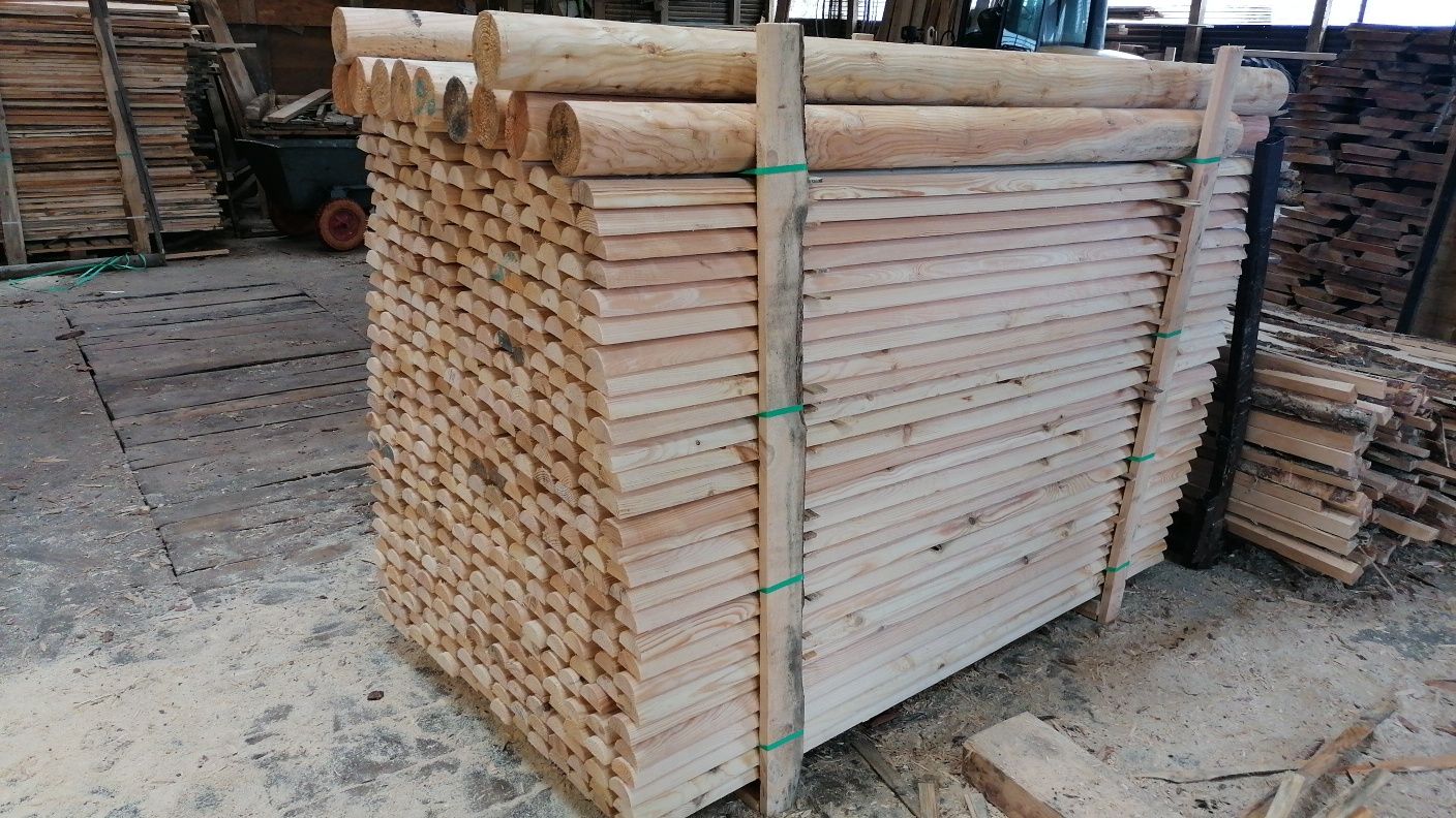 Paliki drewniane do Drzewek fi. 5x200cm  brąz palisada rygle półwałki