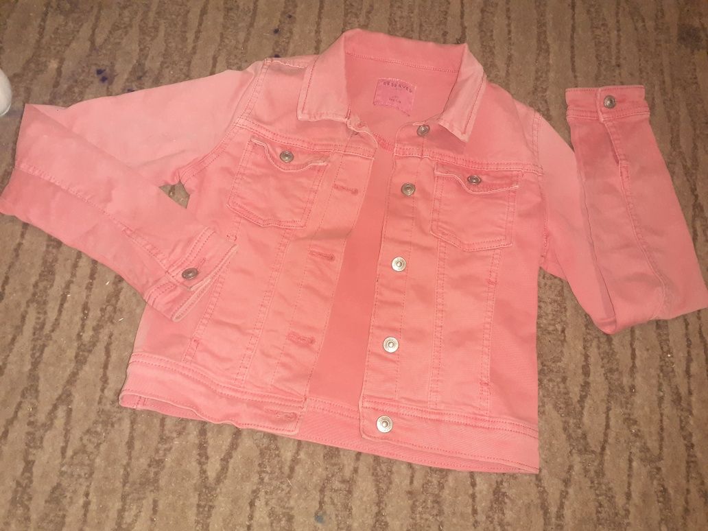 katana kurtka dżinsowa różowa pudrowa brzoskwiniowa neon 146 dla dziew