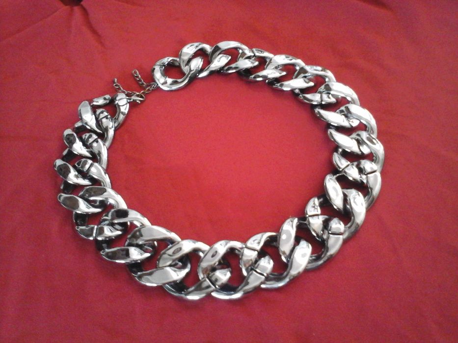 Corrente da Pescoço, Da MODA, Malha Batida - Extra larga Metálica