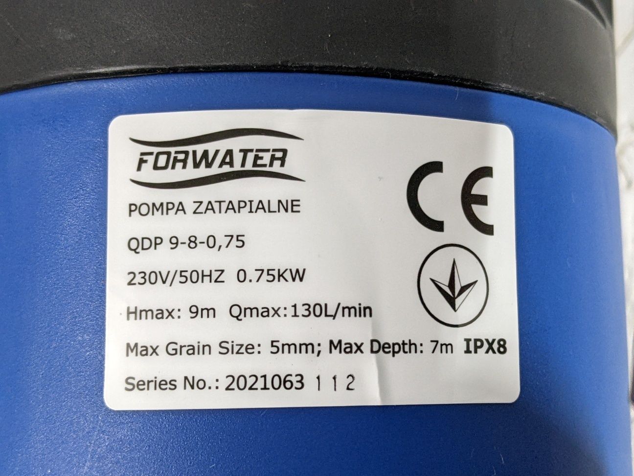 Насос Forvater QDP 9-8-0.75 для полива и откачки загрязнённых вод