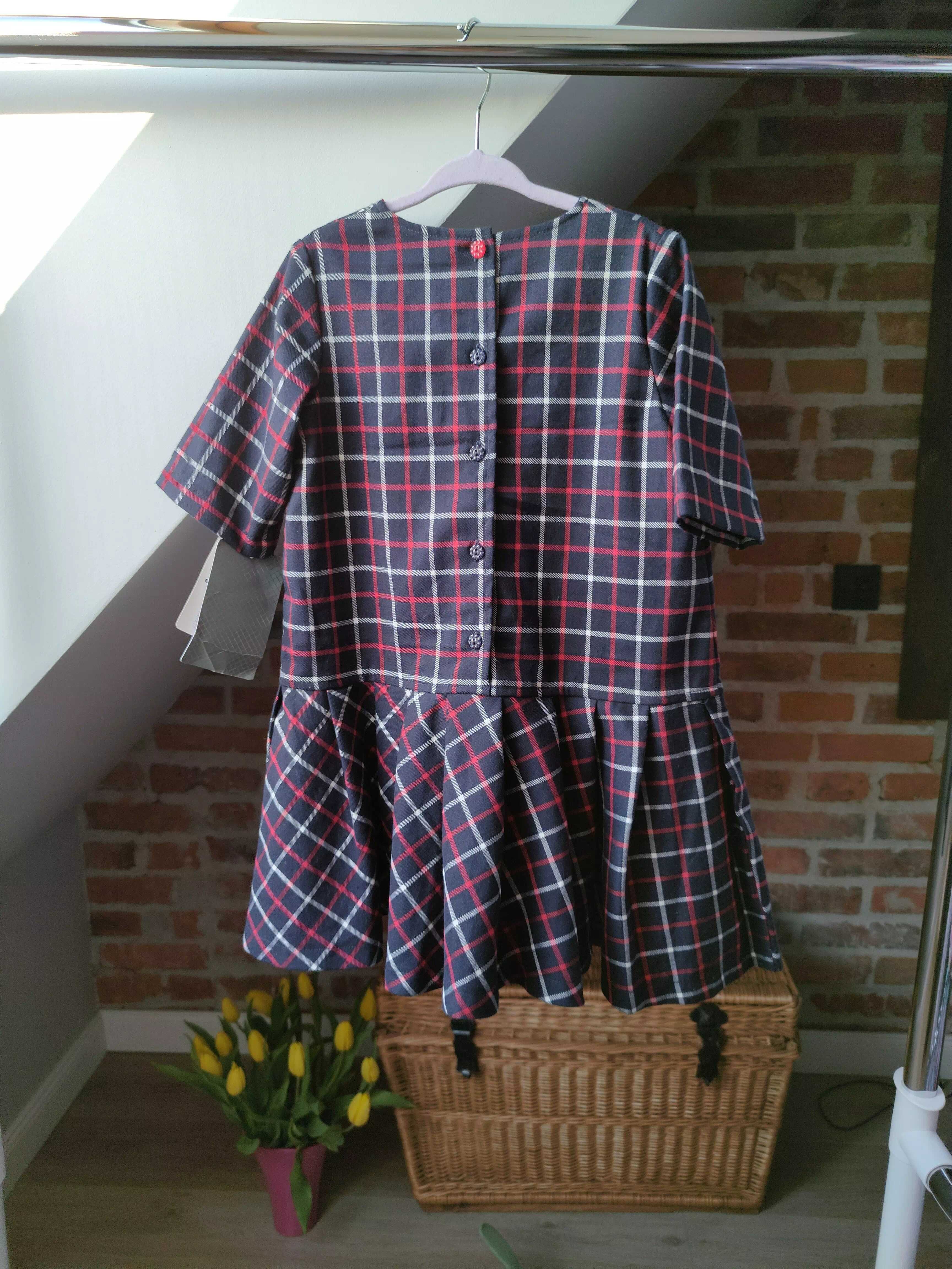 Nowa elegancka sukienka w kratkę MAMAS&PAPAS 98/104