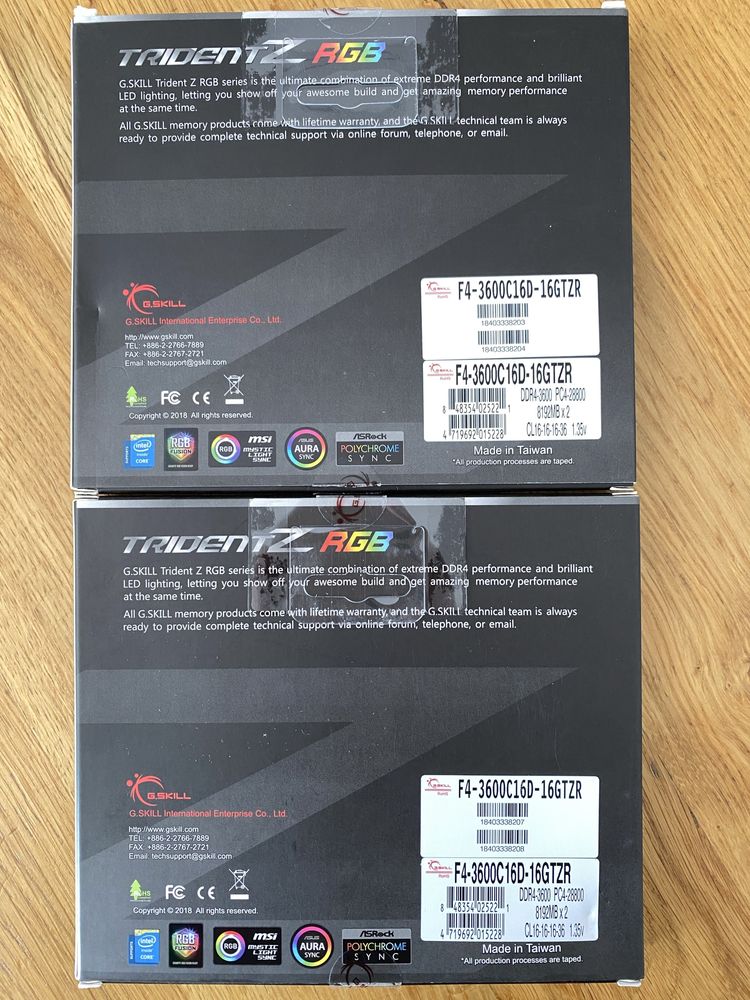 G.SKILL TridentZ rgb DDR4 F4-3600C16D-16TZR
