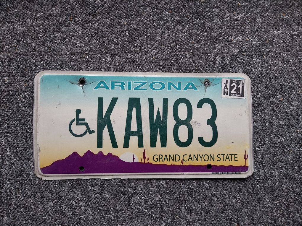 Oryginalna, amerykańska tablica rejestracyjna stanu "Arizona"