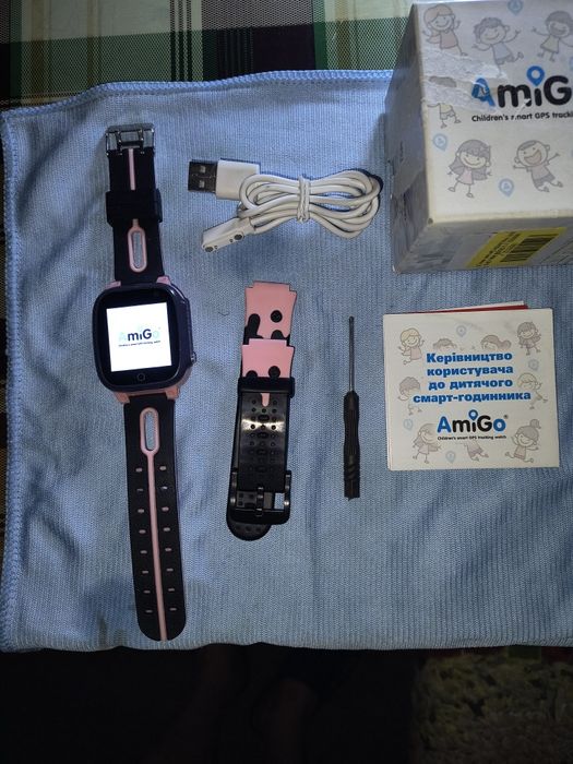 Дитячий годинник AmiGo GO008 Milky GPS WIFI Pink (с сим-картой)