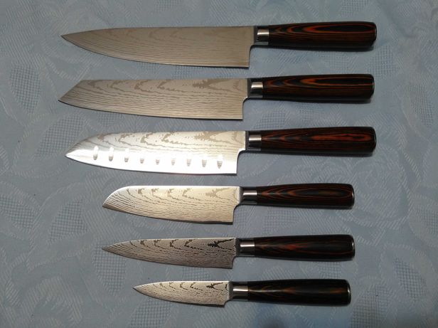 Кухонный набор ножей (сталь 440с, 58-60 HRC единиц твёрдости)