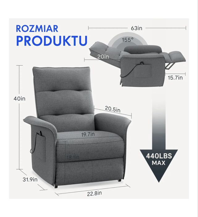 Fotel elektryczny z pilotem