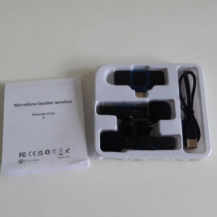 Kit 2 Microfones Novos s/ Fios Lapela Wireless p/ iPhone iPad