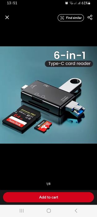 Leitor de Cartões Todo em Um 6 em 1 OTG USB 2.0 / Type-C – TF, SD e Sm