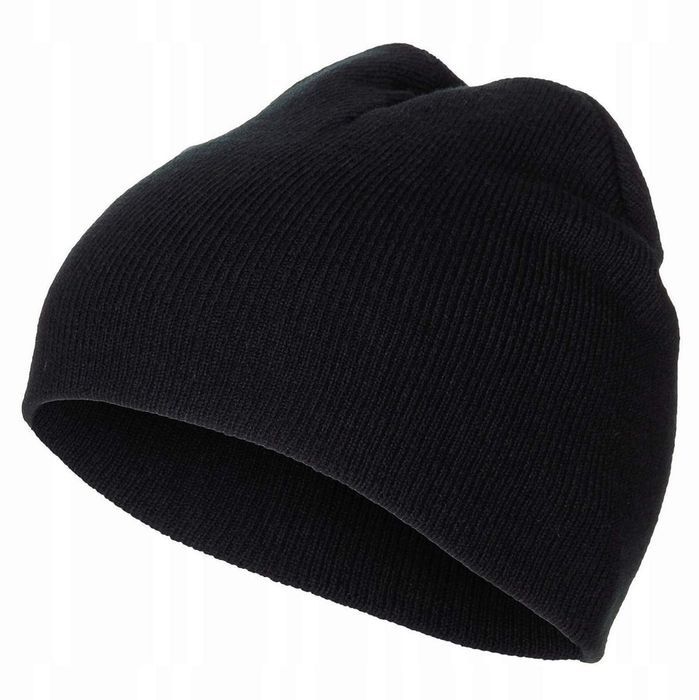 czapka beanie, czarna płytka delikatna dzianina