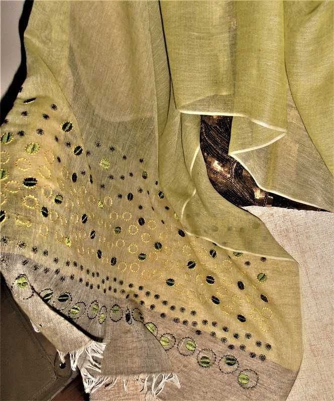 Echarpe e Lenço  em tons de verdes