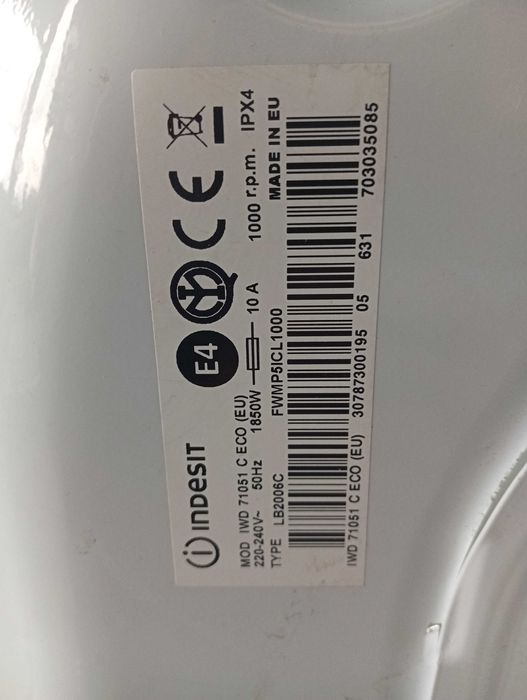 Sterownik pralki Indesit IWD71051 z wyswietlaczem