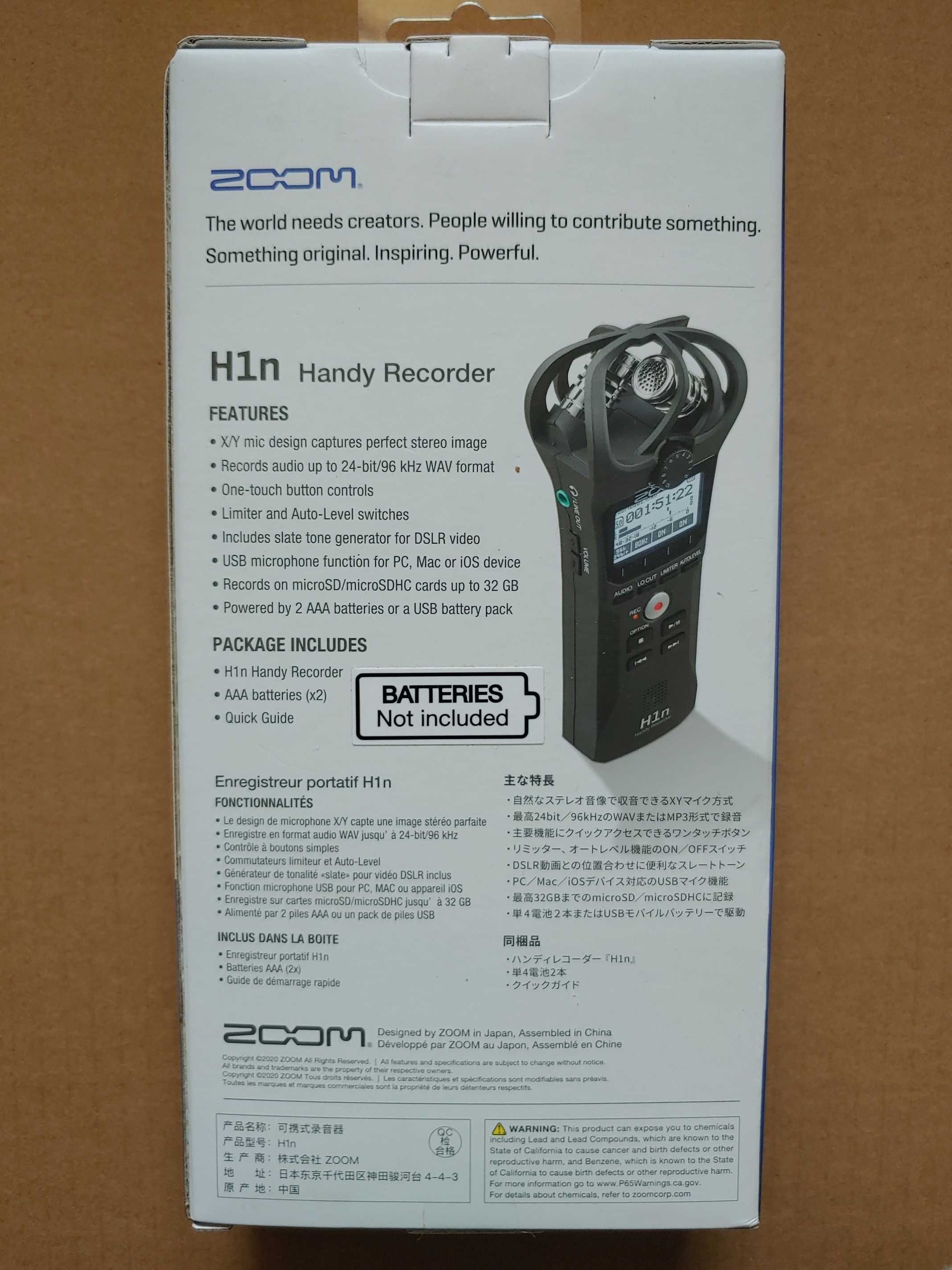 Диктофон Zoom H1n цифровой аудио диктофон рекордер новый гарантия