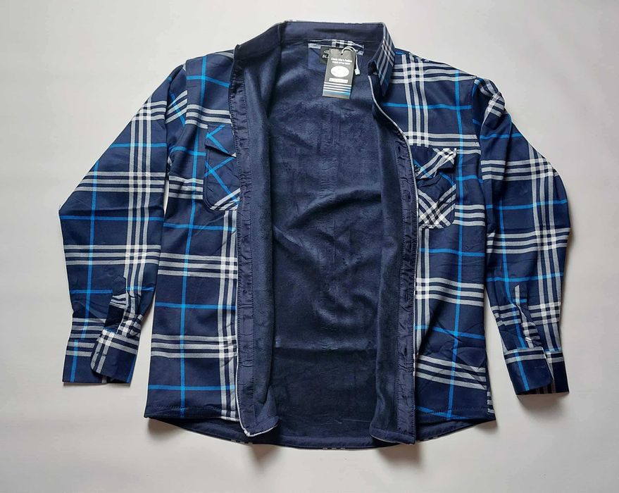 Męska koszula w kratę ciepła ocieplana polarem r. 3XL 44/45 Black&Fish