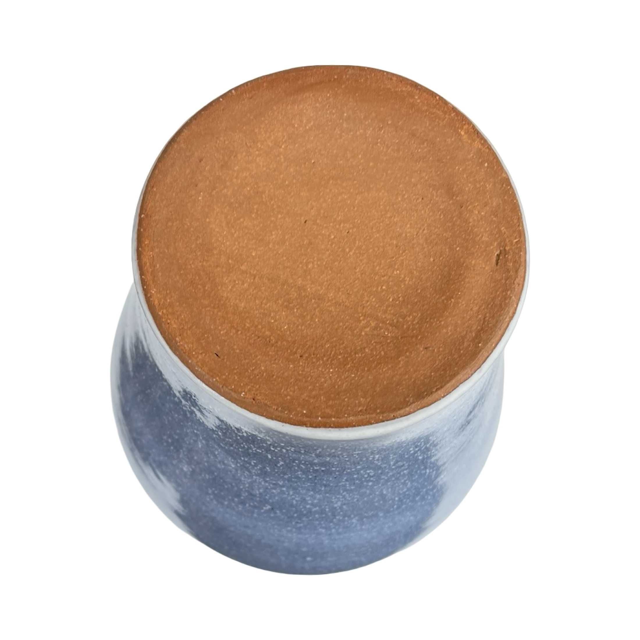 Wazon ceramiczny niebieski szkliwienie reaktywne Niemcy lata 70.