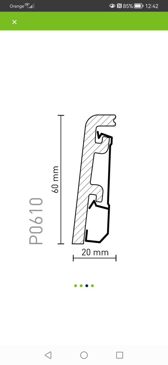 Listwy przypodłogowa PCV Vega P0610 biała 60 mm Arbiton