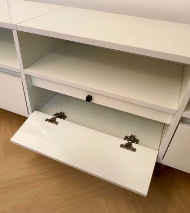 Szafka Pod Telewizor Szafka RTV Komoda Biały Połysk 150x30x44,5 cm