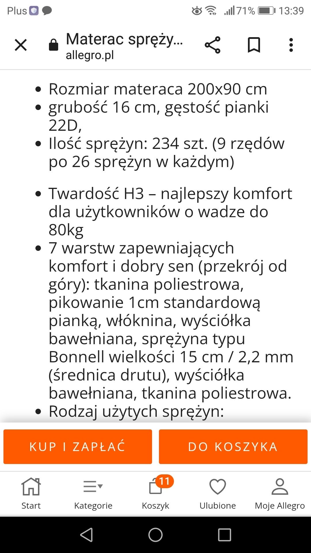 Nowy materac sprężynowy 7W Leomark Bonell 90/200