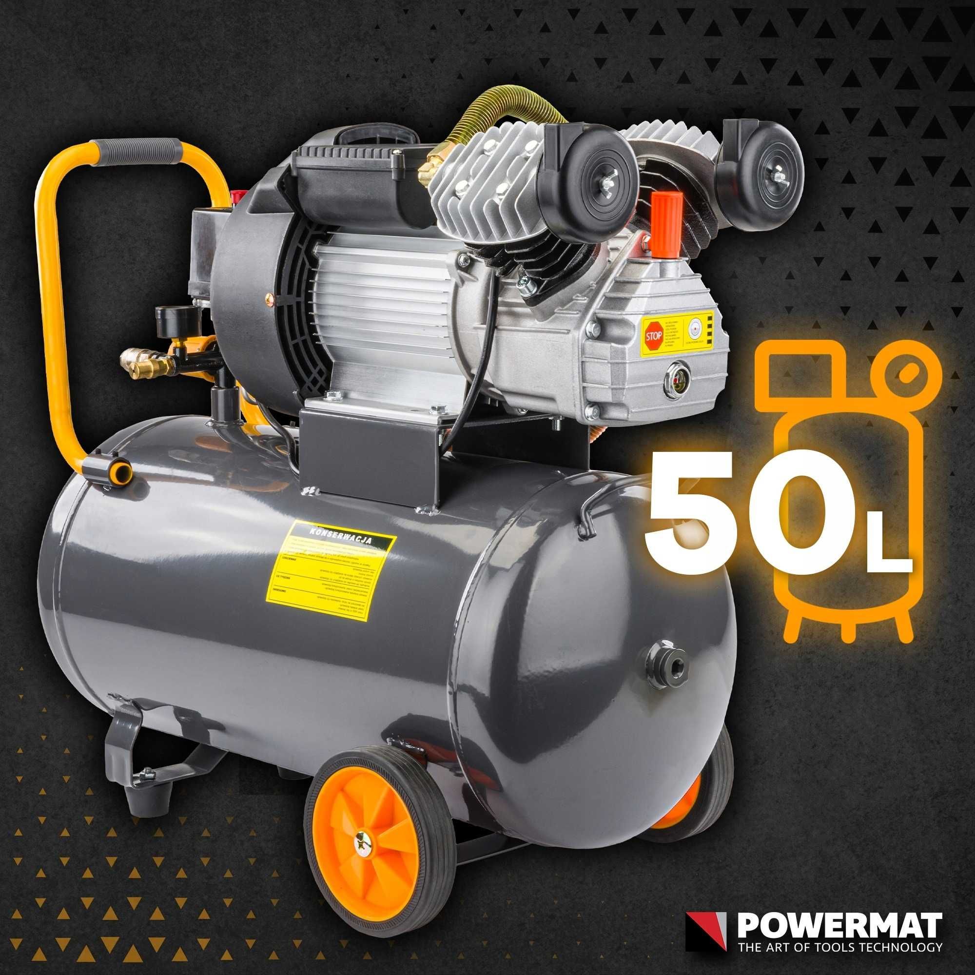 KOMPRESOR OLEJOWY 50L sprężarka 8 bar 392 l/min 230V TŁOKOWY MOBILNY